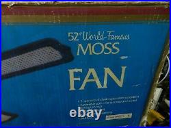 Vintage New in Box Antique Brass / Cane 52 Moss Ceiling Fan 4 Blades