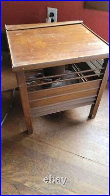 Vintage Rare Diehl Mahogany Hassock Ottoman Wooden Floor Box Fan WORKING