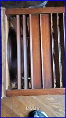 Vintage Rare Diehl Mahogany Hassock Ottoman Wooden Floor Box Fan WORKING