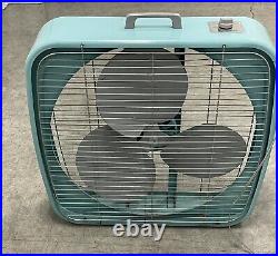 Vintage Retro 50's Dominion Aqua Turquoise Square Electric Box Fan. Model 2067.6