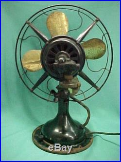 Vintage Robbins & Myers Antique Oscillating Electric Fan Works 3804 Brass Blades