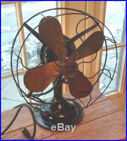 Vintage Robbins & Myers Fan 12 Brass 4 Blade Industrial Oscillating Antique Old