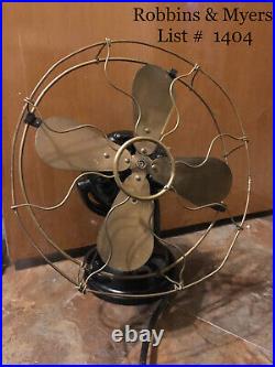 Vintage Robbins & Myers Fan, Tilt Head, Adjustable Feature, Brass Blade & Cage