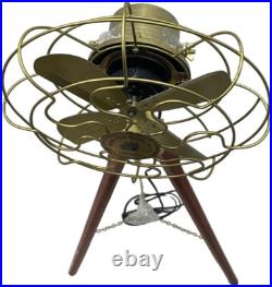 Vintage Royal Electric Pedestal Working Fan With Wooden Adjustable Tripod Stand