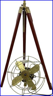Vintage Royal Electric Pedestal Working Fan With Wooden Adjustable Tripod Stand