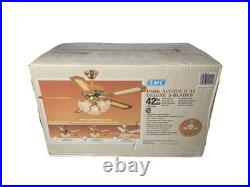 Vintage SMC 42 Park Ave II 42 Deluxe 5-Blade Antique Brass Ceiling Fan Wood NOS