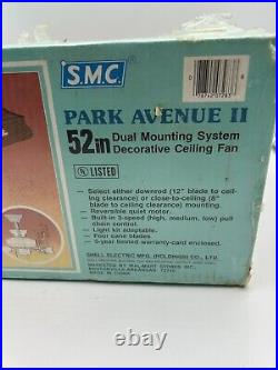 Vintage SMC 52 Park Ave II Dual Mounting Antique Brass Ceiling Fan Wood NOS Vintage SMC 52 Park Ave II Dual Mounting Antique Brass Ceiling Fan Wood NOS