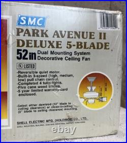 Vintage SMC 52 Park Avenue Deluxe 5-Blade Polished Brass Reversible Ceiling Fan