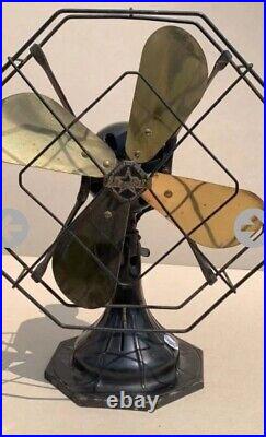 Vintage Star Rite Brass Fan 4 Blade Fan 1032 OIM Working