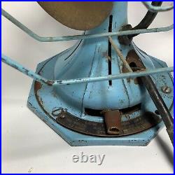 Vintage Star-Rite Electric Fan 10 Brass Blades Runs Needs Service Baby Blue