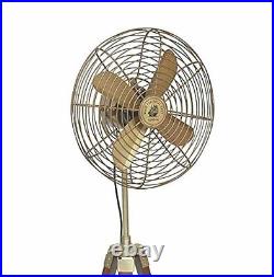 Vintage Style Brass Antique Tripod Fan With Stand Nautical Floor Fan Home Decor
