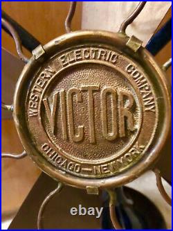 Vintage Victor 1893 Antique Brass Fan, AC Fan motor, Western Electric. Co