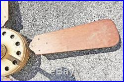 Vintage WESTINGHOUSE CEILING FAN brass wood blade industrial sidewinder antique