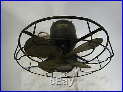 Vintage Western Electric Brass Blade Oscillating antique Fan 12'' D371081