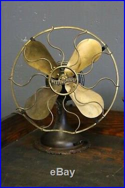Vintage Westinghouse Brass Blade Fan 12 Electric Antique Brass Cage industrial