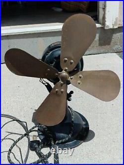 Vintage Westinghouse Electric Tank Type 4 Blade Brass Fan 3 Speed 64848G Working