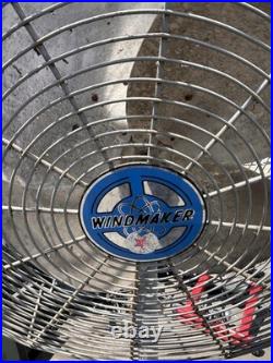 Vintage Windmaker 28 Industrial Metal Pedestal Fan 68 Tall 3-Blade
