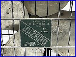 Vintage Wizard 12 Western Auto Box Fan 6J2413 Heavy Duty Fan