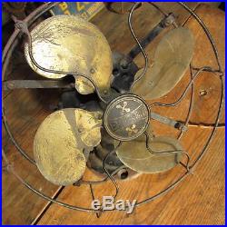 Vintage Working 10 Antique EMERSON Electric Fan with 4 Gold Colored Blades