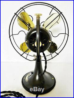 Vintage antique1920s 9GE Electric Starionary Fan Brass Blade with Custom Yoke