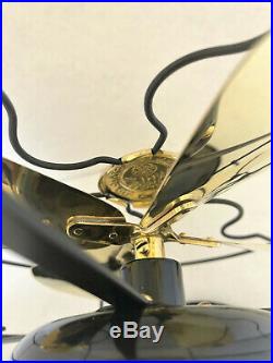 Vintage antique1920s 9GE Whiz Fan Brass Blades Sationary Variable Speed Switch