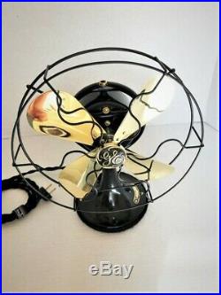 Vintage antique1920s GE 9 Oscillating Fan Brass Blades Cast Ring Restored L@@K