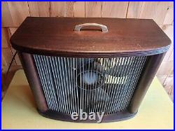 Vintage mid-cent Mathes cooler 4 speed switch controlled wood box fan