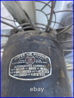 Vintage super Air Screws Floor Fan For Parts Or Repair. Rare Fan