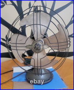 Vintg 1930s General Electric GE Vortalex 4 blade Oscillating Fan 3 Speed FM12V1