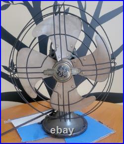 Vintg 1930s General Electric GE Vortalex 4 blade Oscillating Fan 3 Speed FM12V1