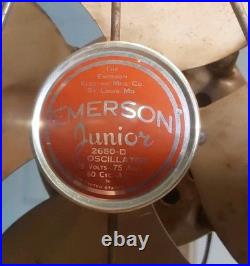 Vtg 12 Emerson Junior Fan 2660-D 2 Speed, Oscillating & Adjustable Tilt
