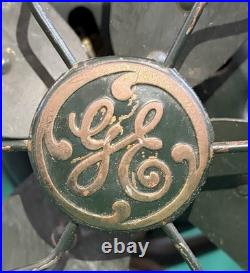Vtg 1930s GE Desk Top Table Fan Oscillating Metal 10 Diameter, 14 Tall, WORKS