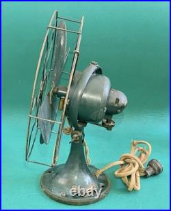 Vtg 1930s GE Desk Top Table Fan Oscillating Metal 10 Diameter, 14 Tall, WORKS