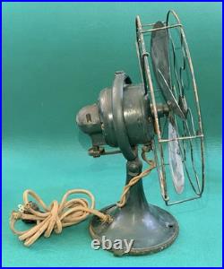Vtg 1930s GE Desk Top Table Fan Oscillating Metal 10 Diameter, 14 Tall, WORKS