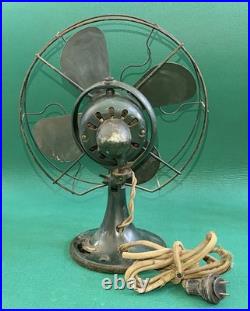 Vtg 1930s GE Desk Top Table Fan Oscillating Metal 10 Diameter, 14 Tall, WORKS