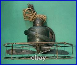 Vtg 1930s GE Desk Top Table Fan Oscillating Metal 10 Diameter, 14 Tall, WORKS