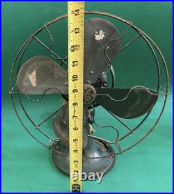 Vtg 1930s GE Desk Top Table Fan Oscillating Metal 10 Diameter, 14 Tall, WORKS