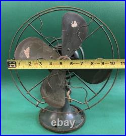 Vtg 1930s GE Desk Top Table Fan Oscillating Metal 10 Diameter, 14 Tall, WORKS