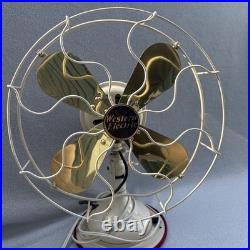 Vtg 1940's Western Electric Brass Blade Fan 13 4 Blade Cage 3 Speed USA Antique