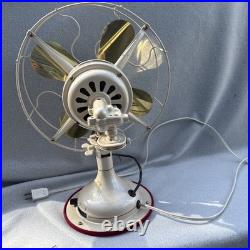 Vtg 1940's Western Electric Brass Blade Fan 13 4 Blade Cage 3 Speed USA Antique