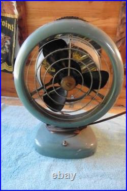 Vtg 1950s VORNADO Blue Metal Desk Fan Model B24C1-1 3-Blade Works Antique Works