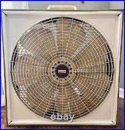 Vtg 22 Montgomery Wards 3 Speed Box Fan Avocado Green Metal Case 7 Blades VIDEO