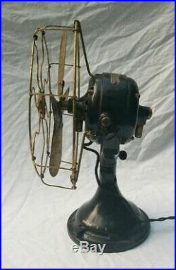 Vtg Antique 1911 GE General Electric Desk Fan 12 Brass Blades Cage Works 718086