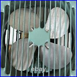 Vtg Antique Aqua Turquoise Teal Blue Electric Metal Wall Mount Table Desk Fan