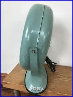 Vtg Antique Aqua Turquoise Teal Blue Electric Metal Wall Mount Table Desk Fan