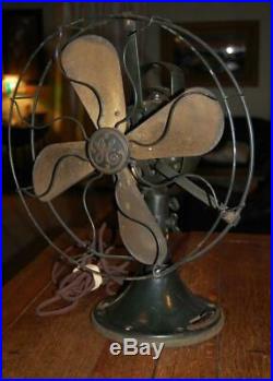 Vtg Antique GE General Electric 75423 AOU Brass Blade Fan 3 Speed Oscillating