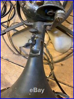 Vtg Antique GE General Electric AOU Brass Blade Fan 3 Speed Oscillating Old Cast