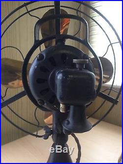 Vtg Antique GE General Electric Cat 75423 AOU AF2 Oscillating Brass Blade Fan