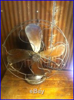 Vtg Antique GE General Electric Cat AOU AC1 Oscillating Brass Blade Fan