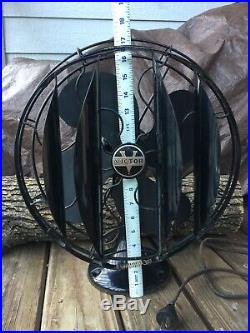 Vtg Antique VICTOR Cincinnati, Ohio'BREEZE SPREADER' 12 Electric Fan, 17 Tall